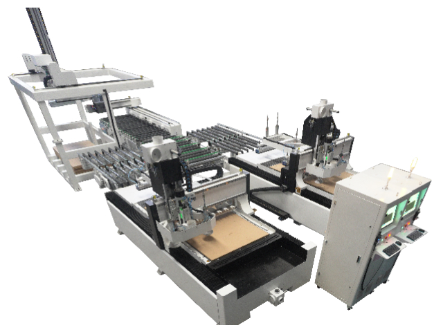 Производственная линия по изготовлению мебели на заказ M12(1+2) с погрузкой с помощью козлового крана.
